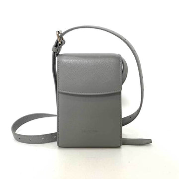 BALENCIAGA Bag Ghost Phone Holder Gray Shoulder Pochette Women Men Leather 618868