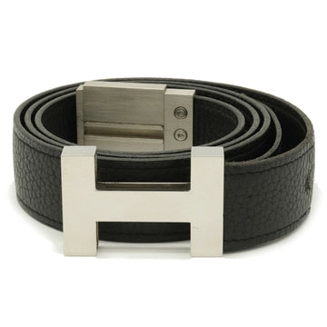 HERMES H belt buckle leather black #105 I stamp