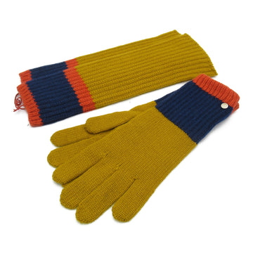 HERMES Gloves and arm cover set Yellow Saffron Cashmere