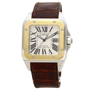 CARTIER W20077X7 Santos 100 LM 100th Anniversary Model Watch Stainless Steel/Leather/K18YG Men's