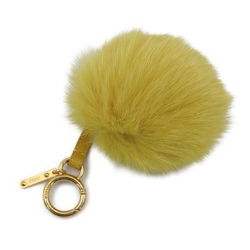 FENDI Other Accessories Fox Fur Yellow Gold Hardware Pompom Bag Charm Key Ring