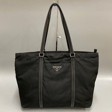 PRADA Triangle Logo Metal Fittings Nylon Leather Genuine Tote Bag Handbag Business Black