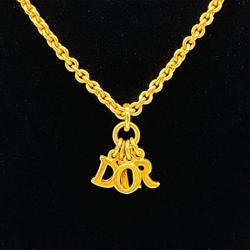 CHRISTIAN DIOR Dior Necklace Logo Design Accessory Neck Circumference 42cm Gold Women's Fashion USED