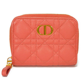 CHRISTIAN DIOR Dior Bifold Wallet Caro CD Logo Stitch Cannage Dark Pink S5032UWHC Women's
