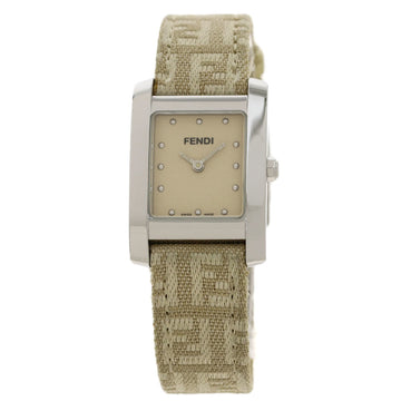 Fendi 7000L Square Face Watch Stainless Steel Leather Ladies