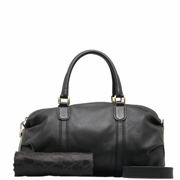 GUCCI Old Drum Boston Handbag Shoulder Bag 002 122 0289 Black Leather Ladies
