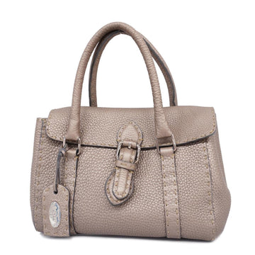FENDI Handbag Selleria Linda Leather Gray Ladies