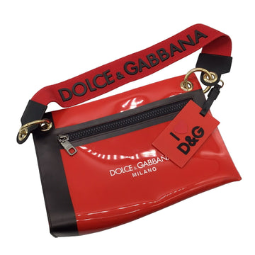 DOLCE & GABBANADOLCE&GABBANA  Dolgaba shoulder bag one enamel shawl red black gold metal fittings rubber