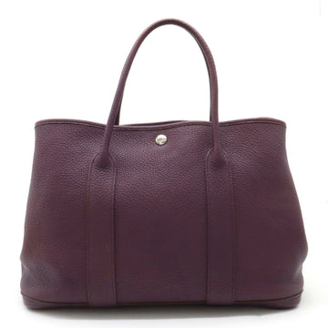 HERMES Garden PM 36 Tote Bag Handbag Negonda Leather Cassis Purple O stamp