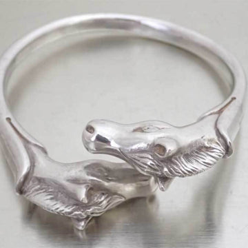 HERMES bangle bracelet horse head metal silver unisex