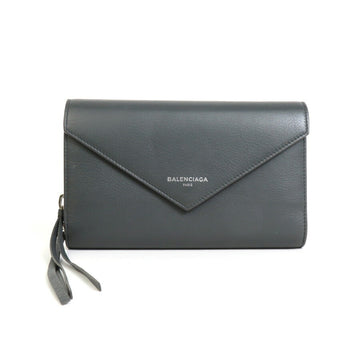 BALENCIAGA Long Wallet Leather Gray Unisex 371661