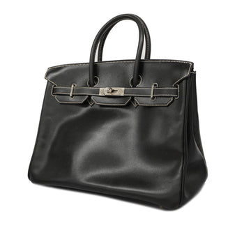 Hermes Birkin Birkin 35 D Carved Seal Women's Box Calf Leather Handbag Black