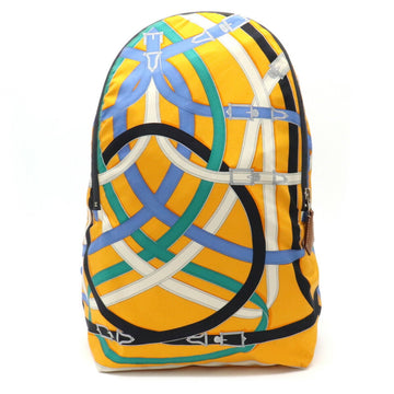Hermes Air Silk Cavalkadur Rucksack Backpack 100% Orange Multicolor A Engraved