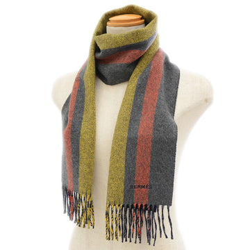 HERMES scarf fringe reversible ECHARPE COLLEGE cashmere 100%