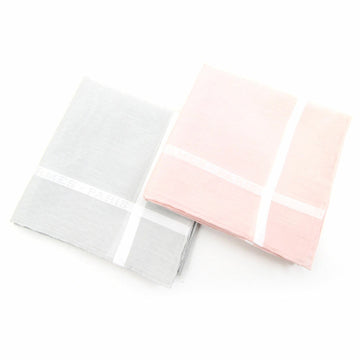HERMES Handkerchief Set H Passant Light Pink Gray Cotton 100% Men's Women's