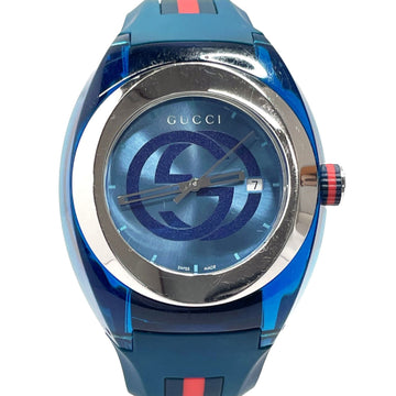 GUCCI Think Used Watch Stainless Steel Rubber  137.1 Men's Blue