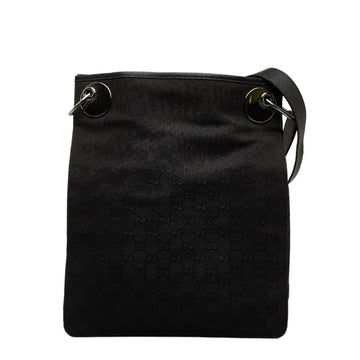 GUCCI GG Canvas Shoulder Bag 120842 Black Leather Women's