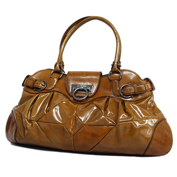 SALVATORE FERRAGAMOAuth  Gancini Women's EnamelLeather Handbag Brown
