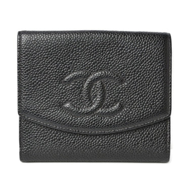 Chanel wallet CHANEL folio here mark A13496 caviar skin black