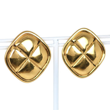 CHANEL rhombus earrings matelasse vintage gold-plated ladies