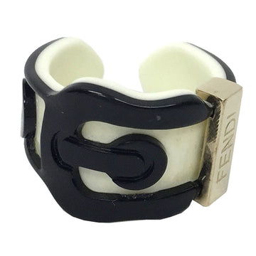 FENDI Ring Belt Motif Plastic Black and White x Gold