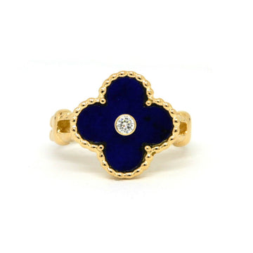 Van Cleef & Arpels K18YG Lapis Lazuli Alhambra Ring #13 6.7g