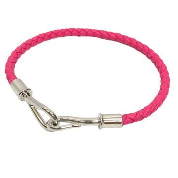 HERMES Jumbo Bracelet Leather Intrecciato Tresse T3 Equivalent Pink x