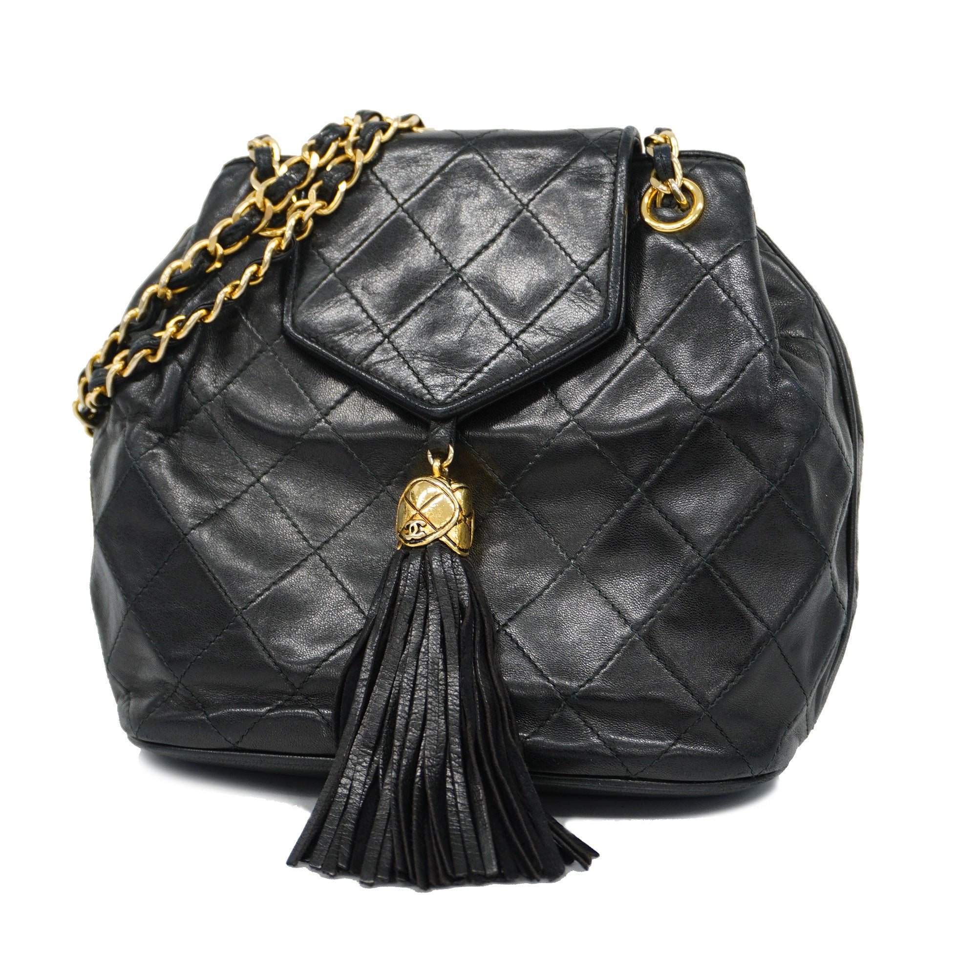 CHANELAuth Matelasse Chain Shoulder With Fringe Women's Leather Should