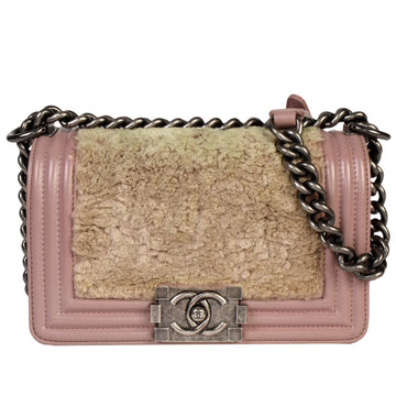 CHANEL Boy  Boa Coco Mark Chain Shoulder Bag No. 18 [manufactured in 2014] Fur Leather Pink