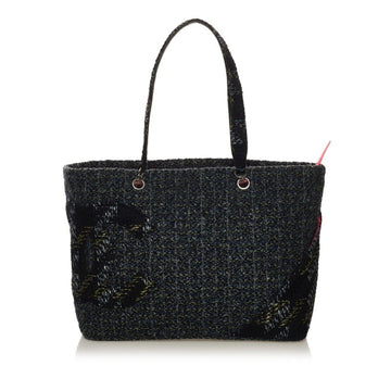 Chanel Cambon Line Coco Mark Large Tote Bag Handbag A25170 Navy Black Tweed Ladies CHANEL
