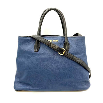 MIU MIU Miu Bag Handbag Blue Black Tote Shoulder 2way Ladies Leather MIUMIU