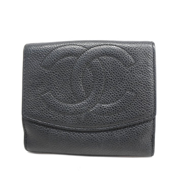 Chanel Bi-fold Wallet Women's Caviar Leather Black