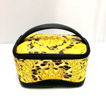 VERSACEGIANNI  Vanity Bag Black Yellow Flower Leopard Women's Leather PVC Handbag