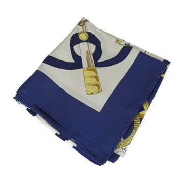 HERMES Eperon d'or golden spur Pellier Carre 90 scarf silk blue multicolor