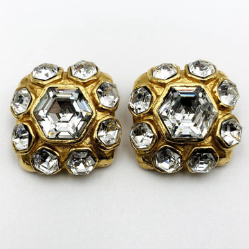 CHANEL Earrings Accessories Clear Stone Rhinestone 40g Gold Plated Ladies Women's Fashion Vintage