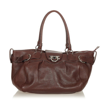 Salvatore Ferragamo Gancini Marissa Tote Bag AB-21 A049 Brown Leather Ladies