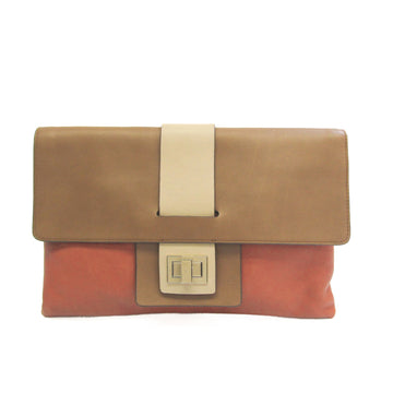 ANYA HINDMARCH Women's Leather Clutch Bag Beige,Brown,Red Brown