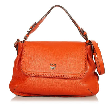 MCM Handbag Shoulder Bag Orange Leather Ladies