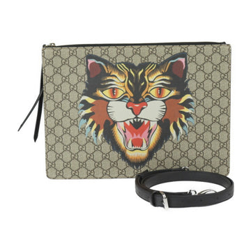 GUCCI Angry Cat Shoulder Bag 429016 GG Supreme Canvas Leather Beige Multicolor 2WAY Second Clutch