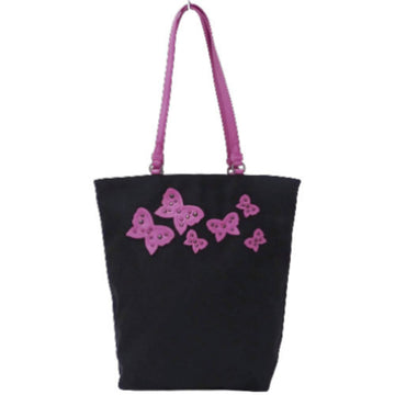 Bottega Veneta bag Lady's tote shoulder nylon black purple butterfly