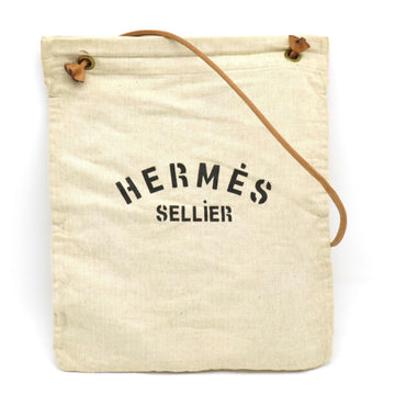 HERMES Aline GM Shoulder Bag Toile Chevron Leather Natural Camel