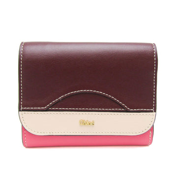 CHLOE Women's Leather Wallet [tri-fold] Bordeaux,Cream,Pink