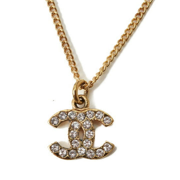 Chanel necklace/pendant CHANEL coco mark/CC rhinestone gold