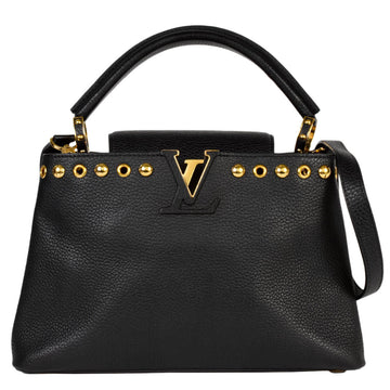 LOUIS VUITTON Capucines PM Shoulder Bag Handbag Noir Black Taurillon Leather Studs