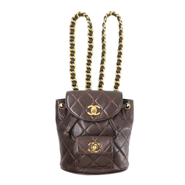 Chanel matelasse chain mini backpack rucksack leather brown gold metal fittings miniduma