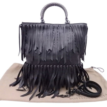 Bottega Veneta 2way bag intrecciato black leather x metal handbag shoulder