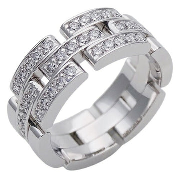 CARTIER Ring Women's 750WG Half Diamond Maillon Panthere White Gold #55 Approx. No. 14.5 Polished