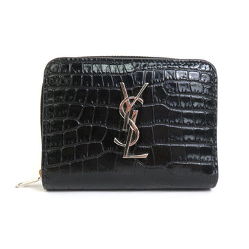 SAINT LAURENT Bifold Wallet Embossed Leather Black Unisex