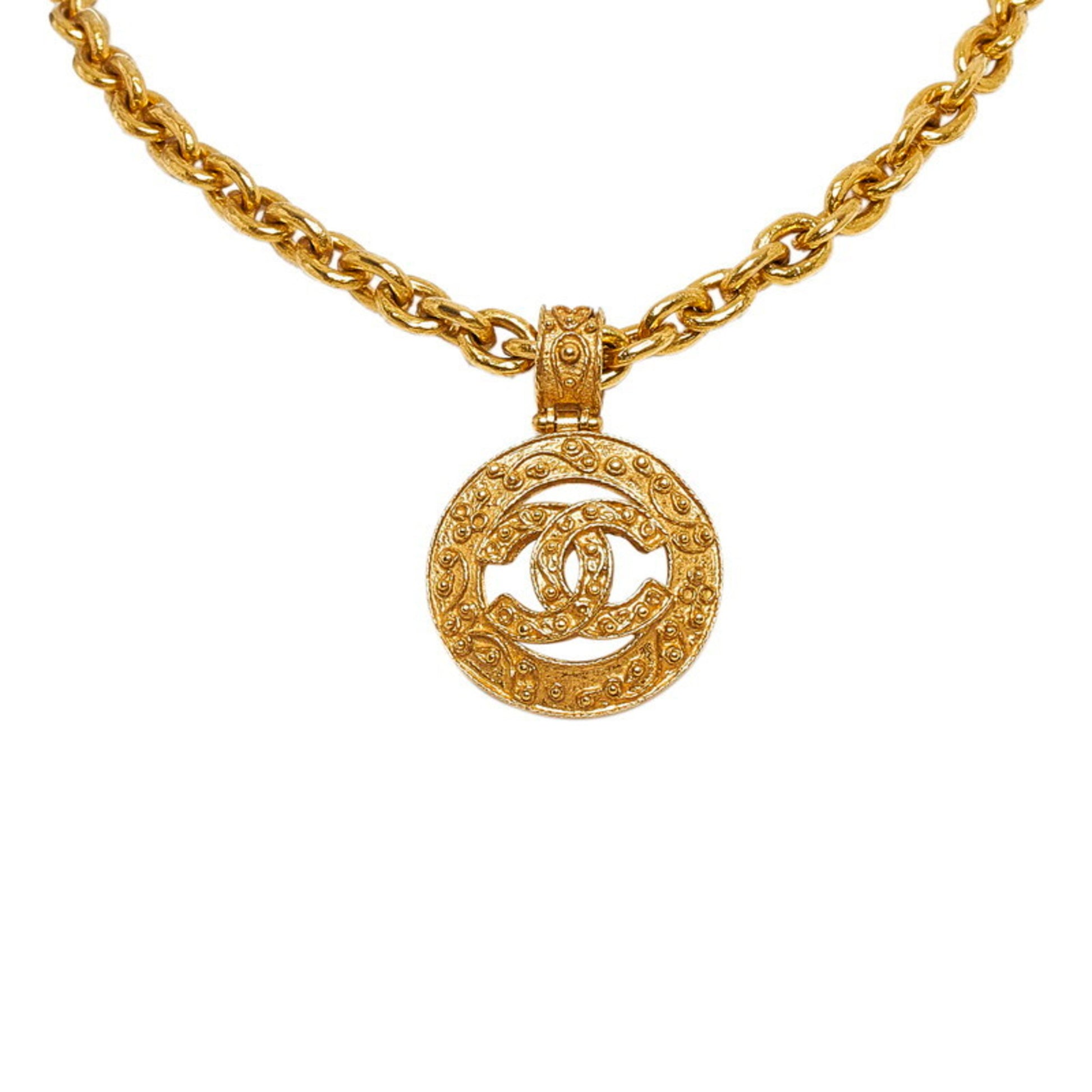 Susan Caplan Vintage Chanel Gold Plated Round Pendant Necklace, Gold