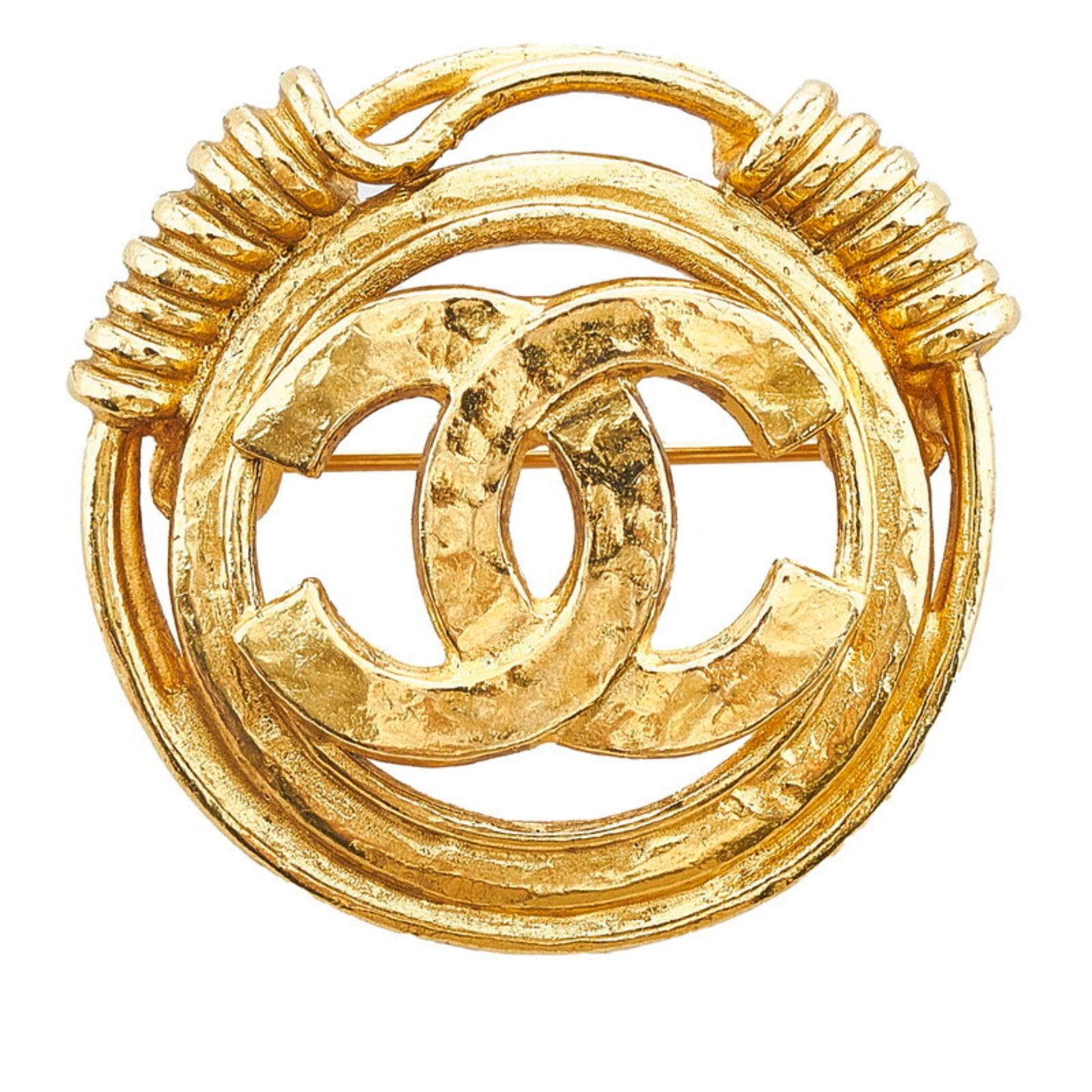 CHANEL coco mark brooch gold plated ladies